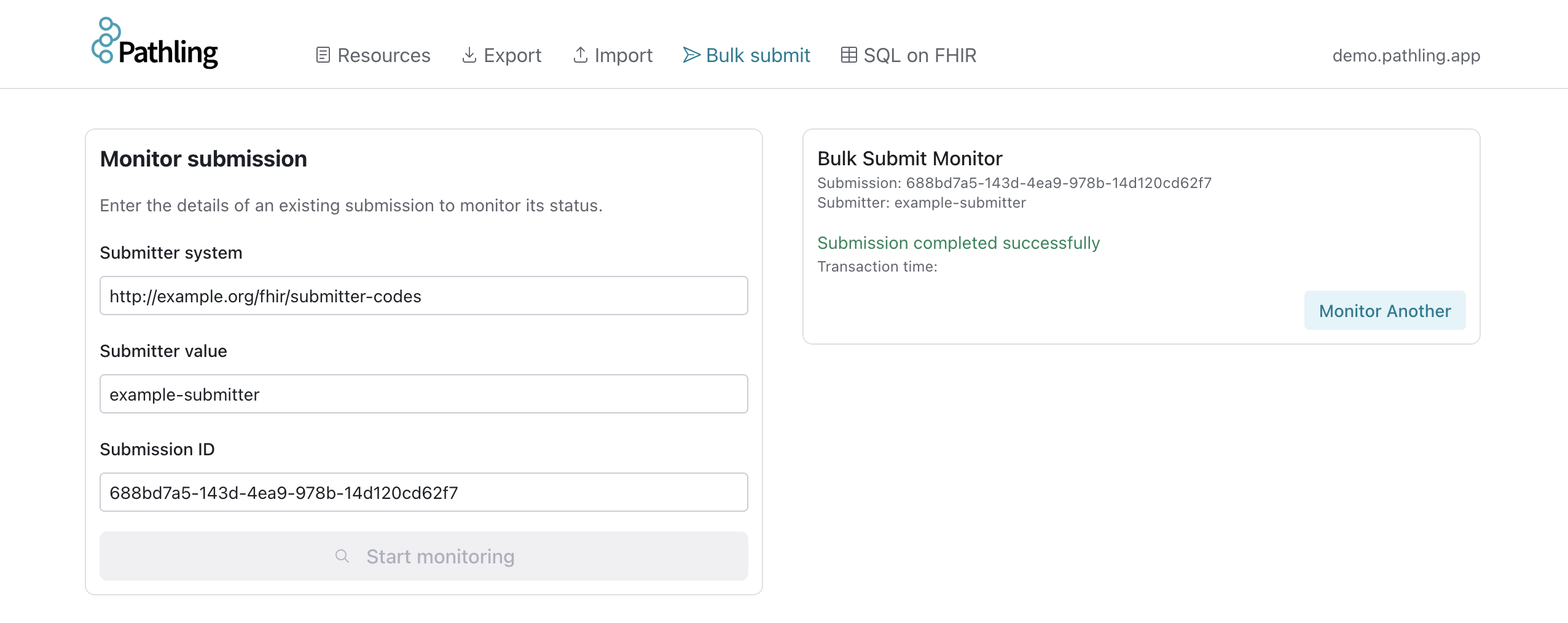 Pathling Bulk Submit page
