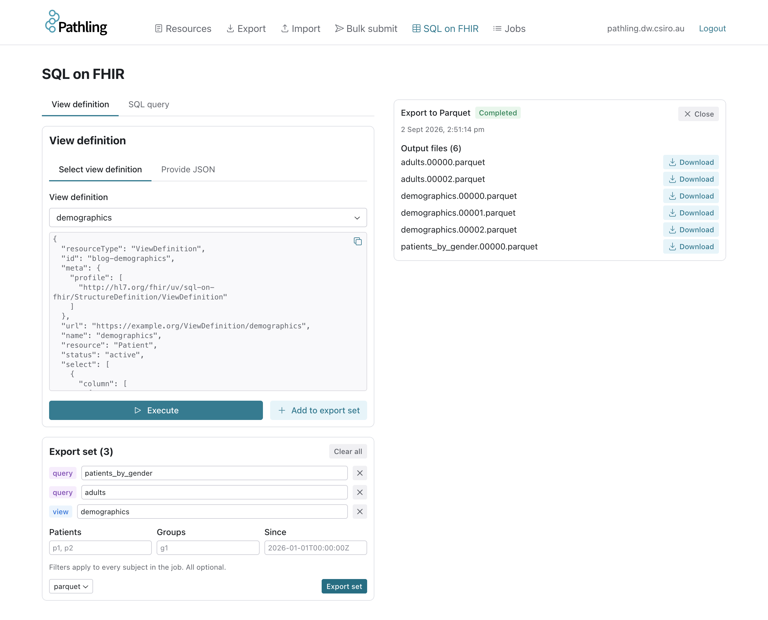 Exporting a set of views and queries in the admin UI